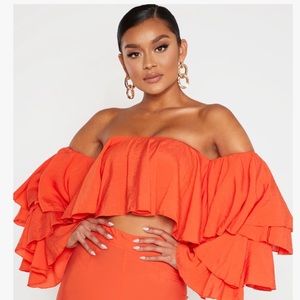 PLT: Bright Orange Bardot Top